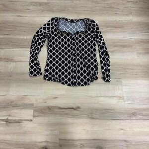 INC black & white button up blouse with ruffle detail